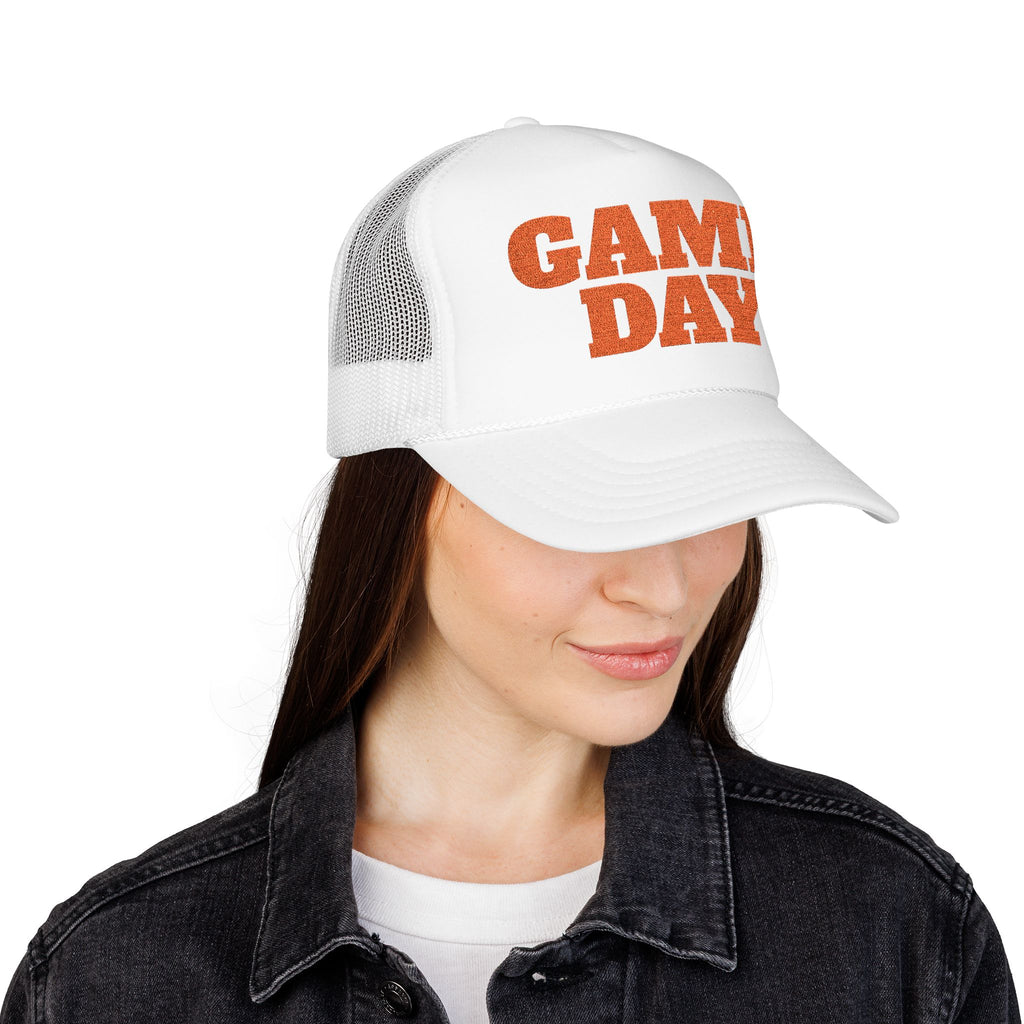 White and Orange Game Day Trucker Hat