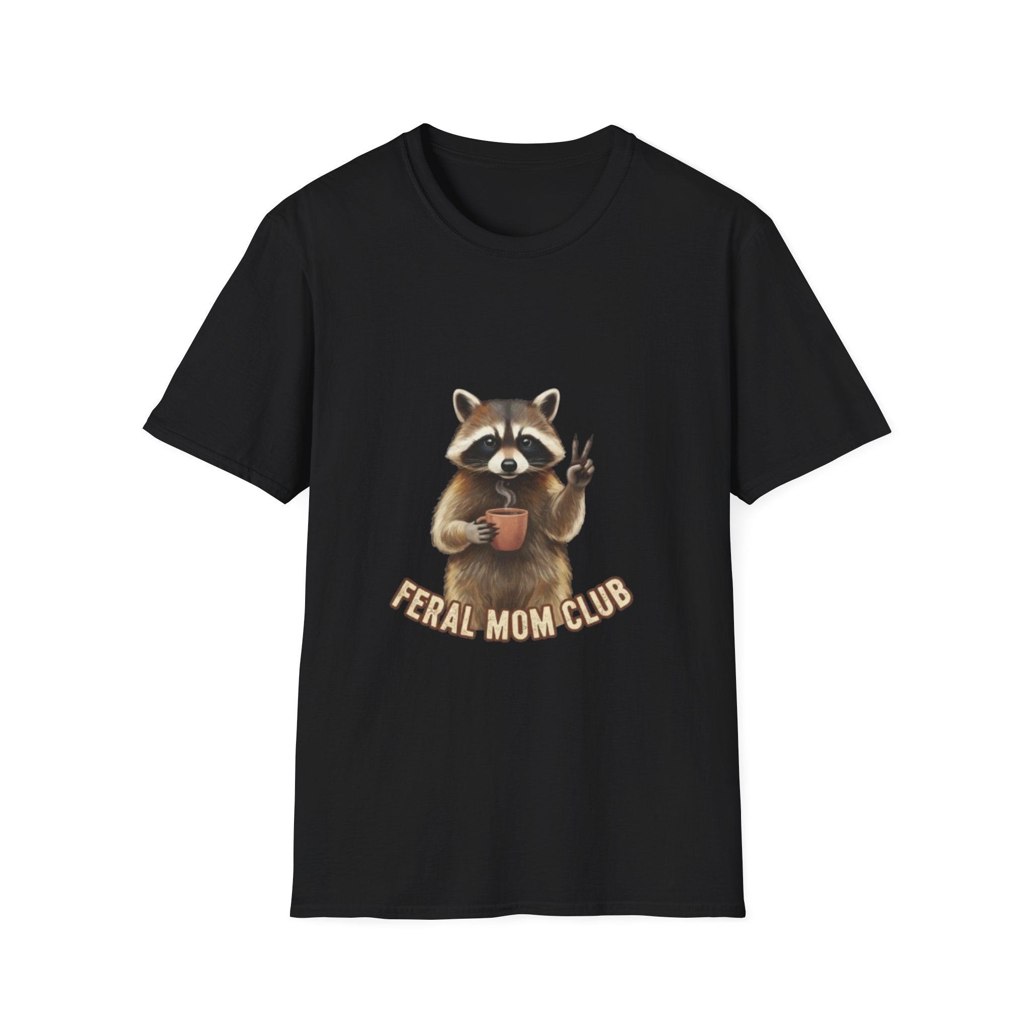 Raccoon Mom Club T‑Shirt — Cute Peace Sign Mama Graphic Tee