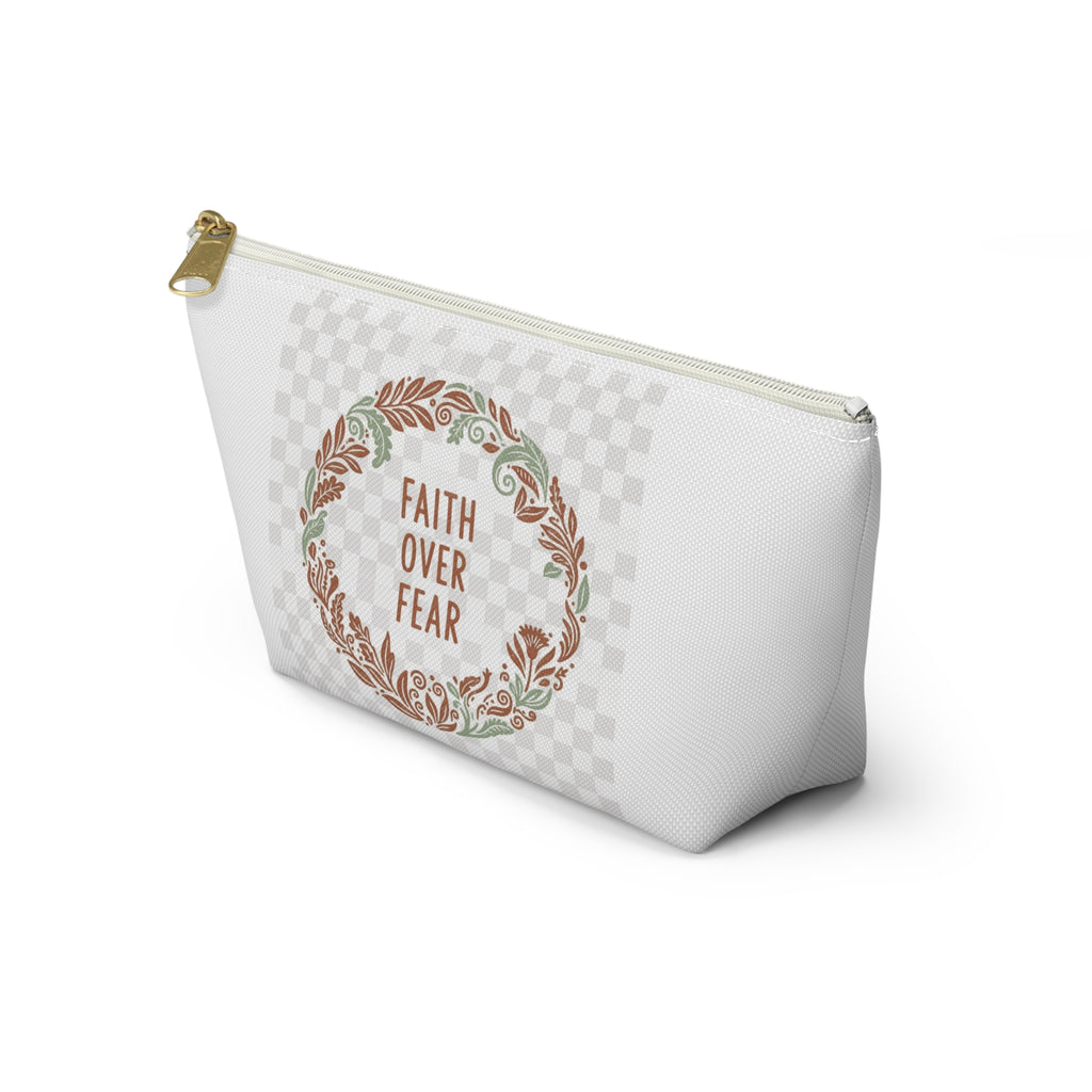 Faith Over Fear Floral Wreath Accessory Pouch