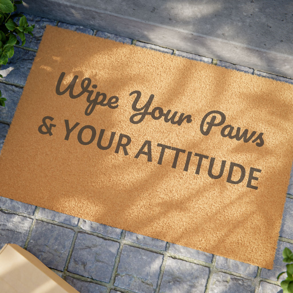 Doormat — "Wipe Your Paws & Your Attitude" Funny Pet Lover Welcome Mat