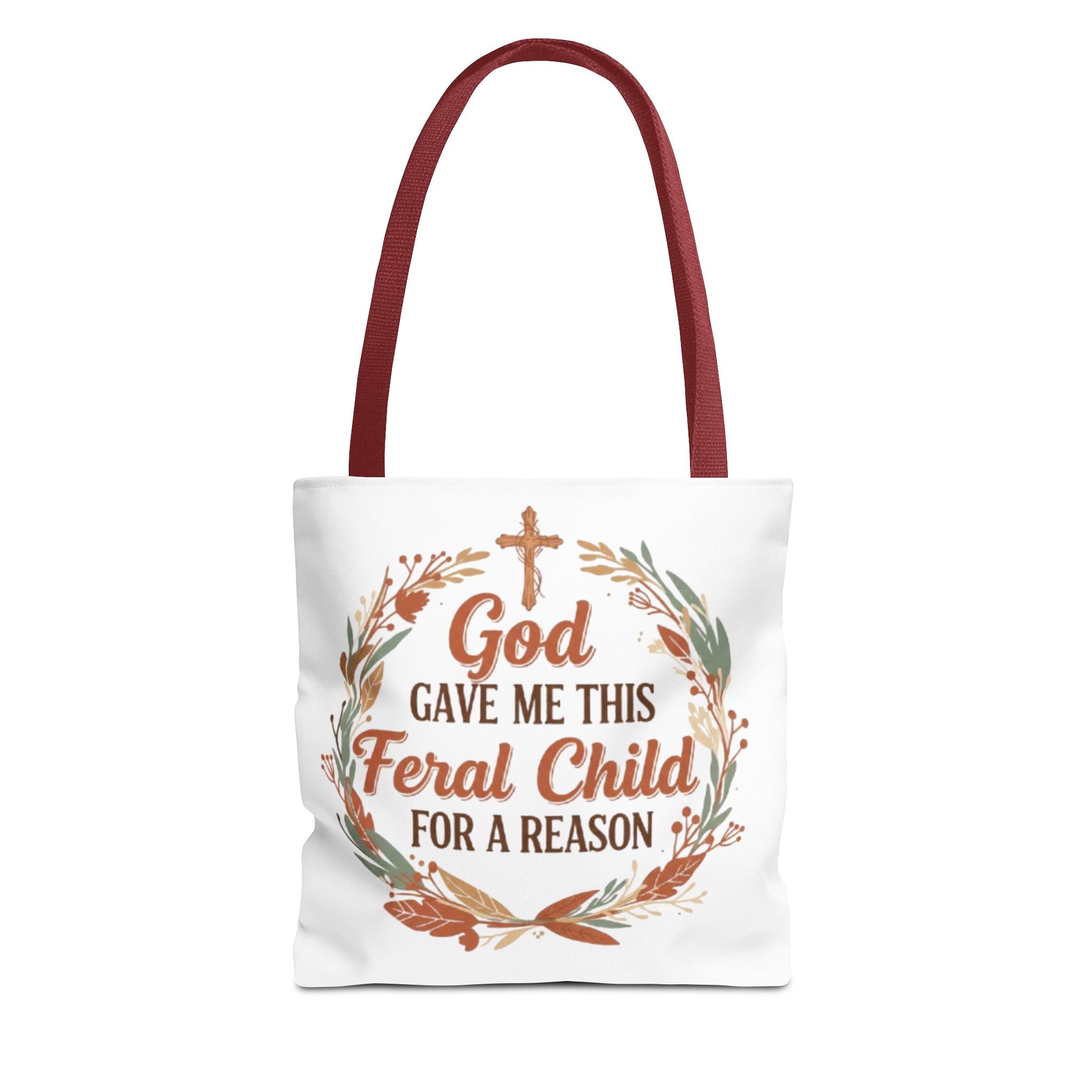 Tote — "God Gave Me This Feral Child for a Reason" Faith Floral Tote Bag