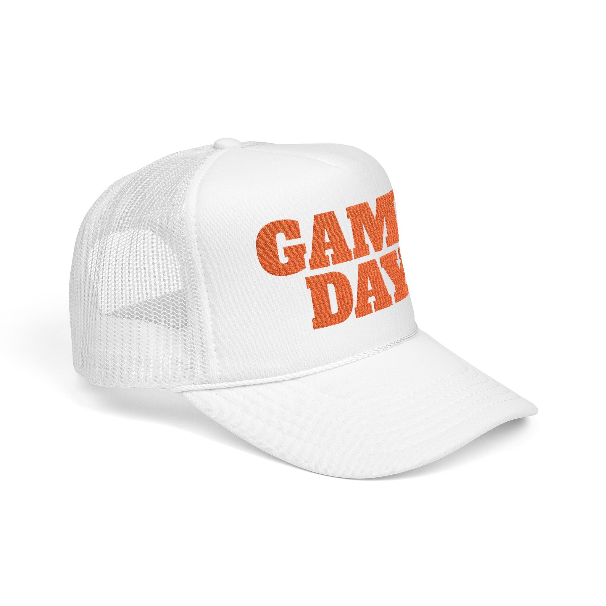 White and Orange Game Day Trucker Hat