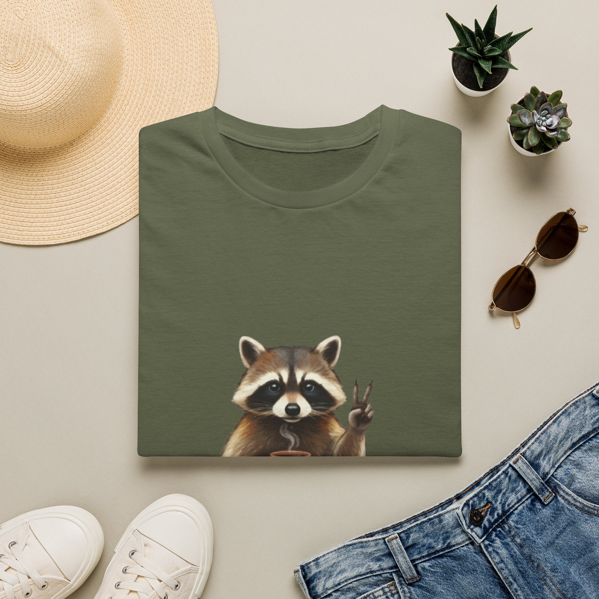 Raccoon Mom Club T‑Shirt — Cute Peace Sign Mama Graphic Tee