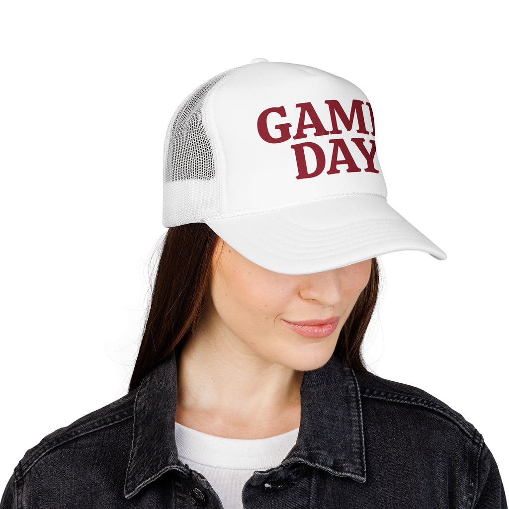 White and Crimson Game Day Trucker Hat