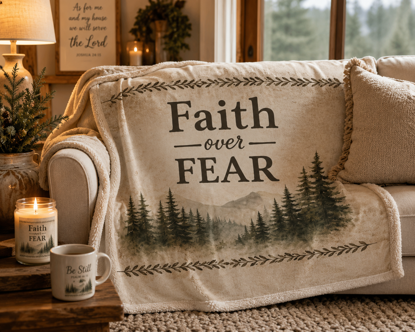 Faith Over Fear Velveteen Plush Blanket