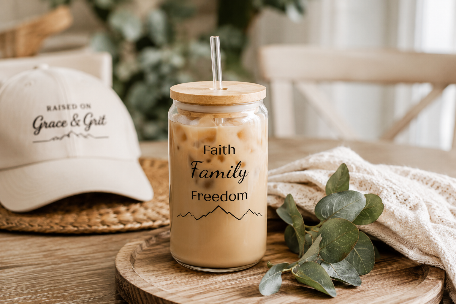 Faith Family Freedom Glass Can