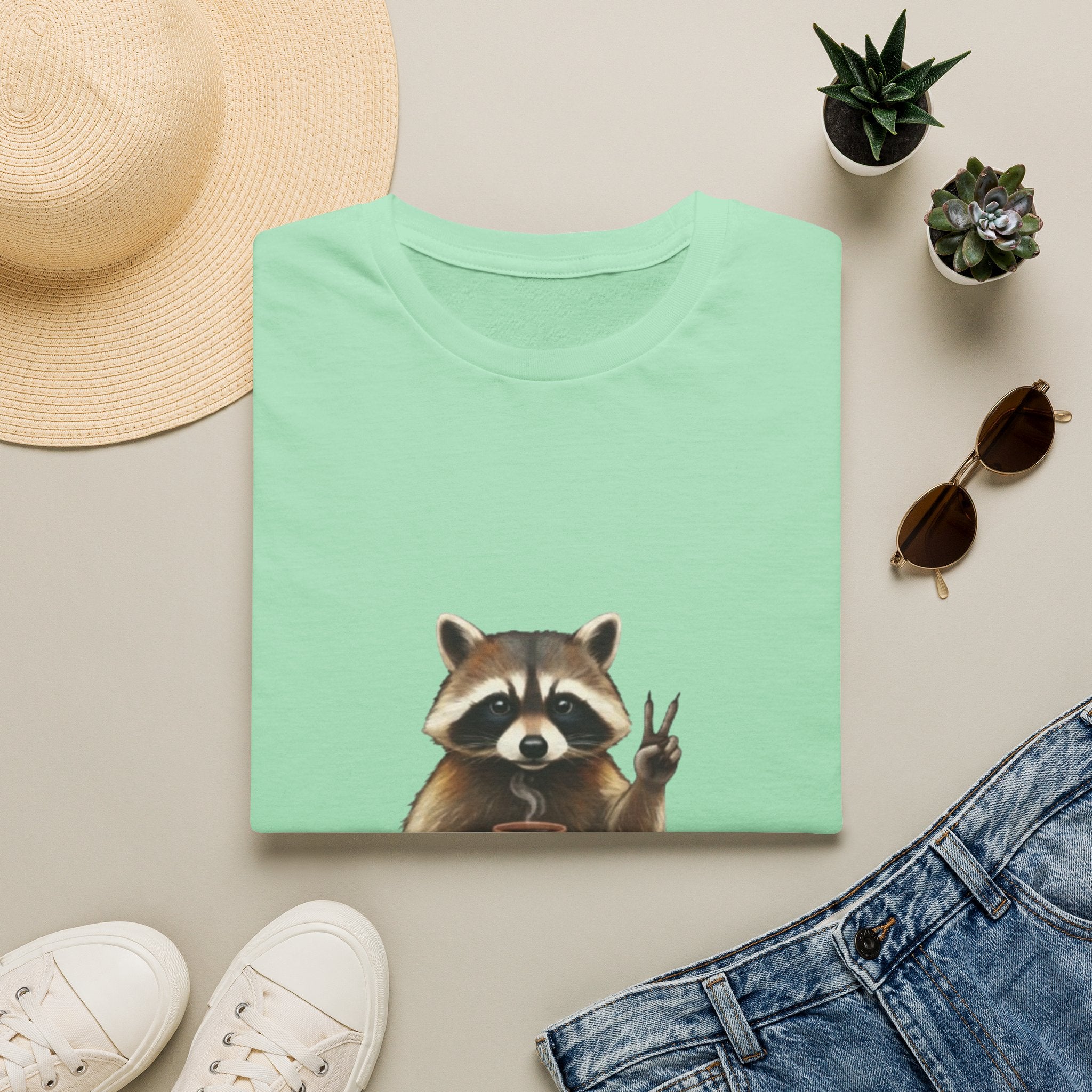 Raccoon Mom Club T‑Shirt — Cute Peace Sign Mama Graphic Tee