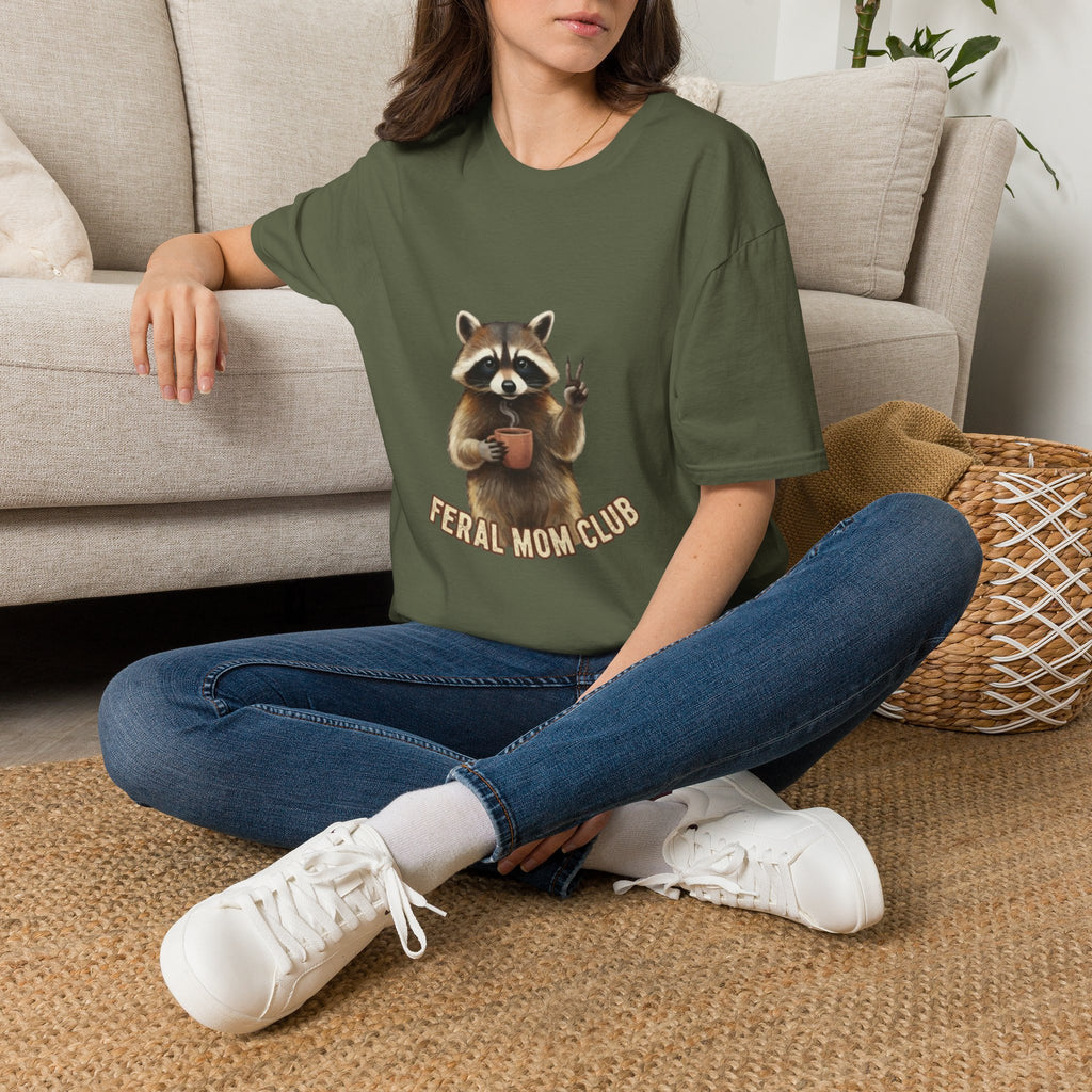 Raccoon Mom Club T‑Shirt — Cute Peace Sign Mama Graphic Tee