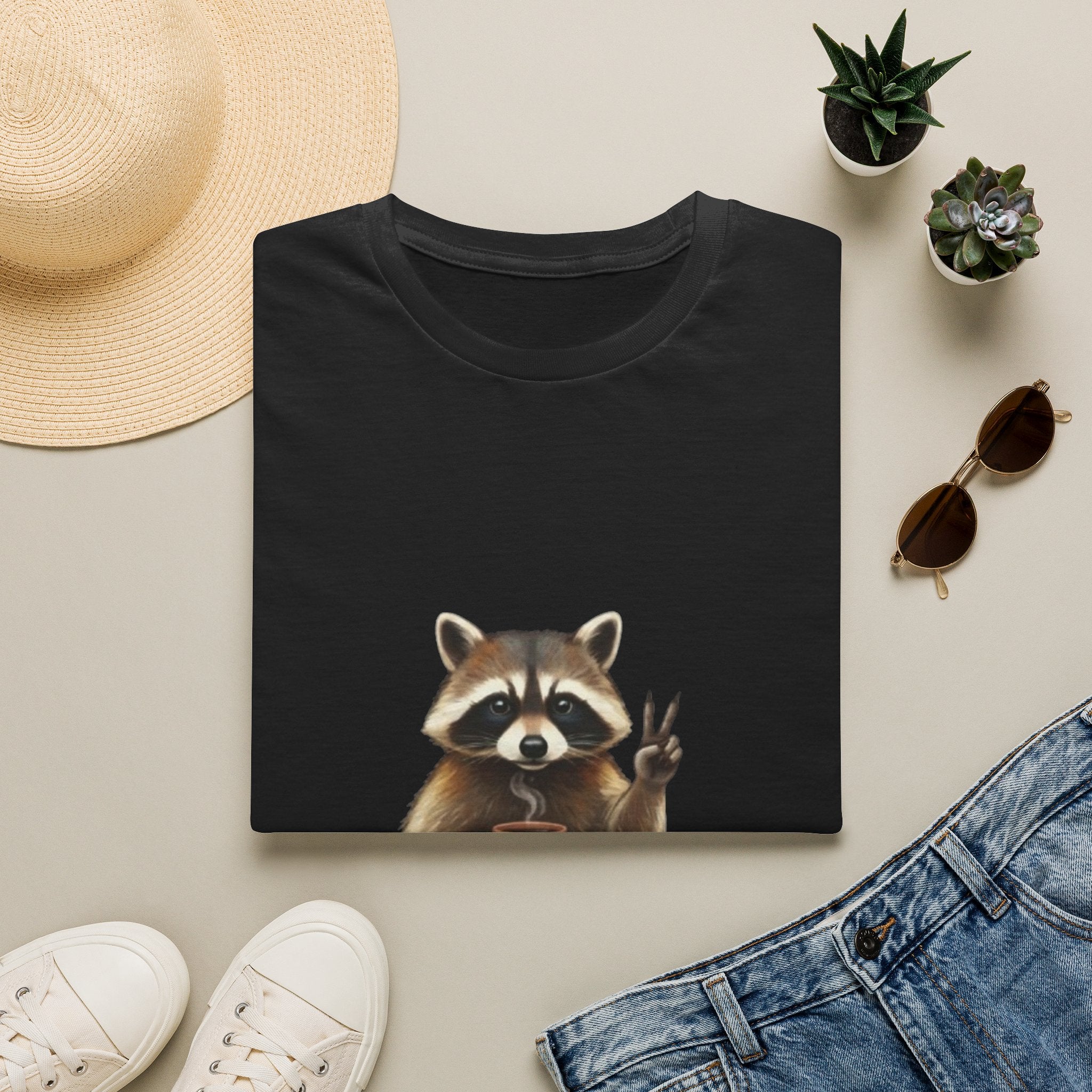 Raccoon Mom Club T‑Shirt — Cute Peace Sign Mama Graphic Tee