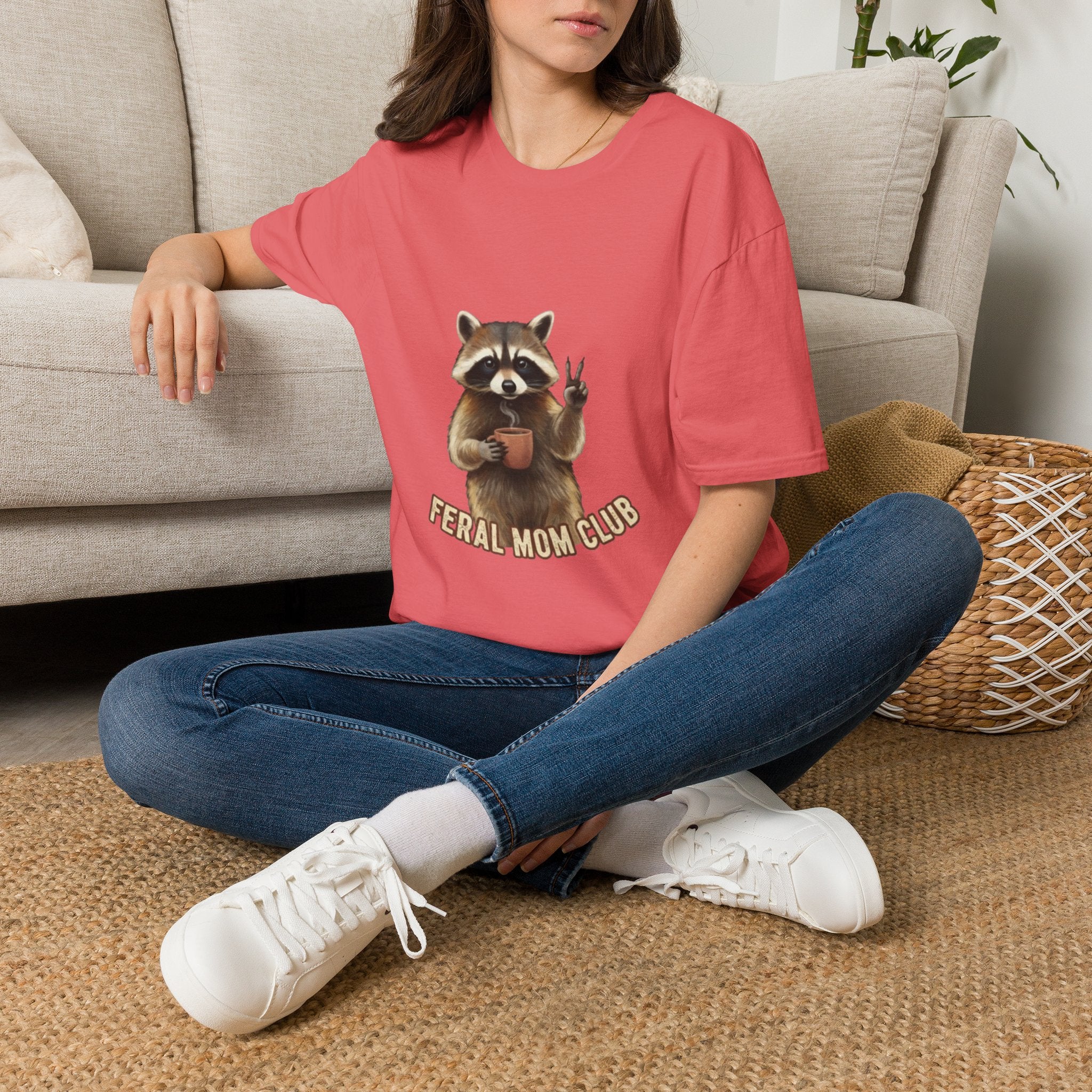 Raccoon Mom Club T‑Shirt — Cute Peace Sign Mama Graphic Tee