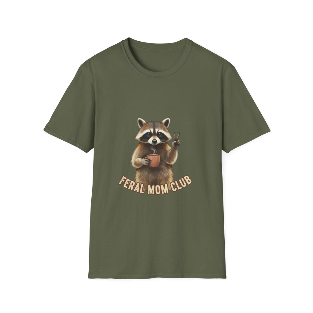 Raccoon Mom Club T‑Shirt — Cute Peace Sign Mama Graphic Tee