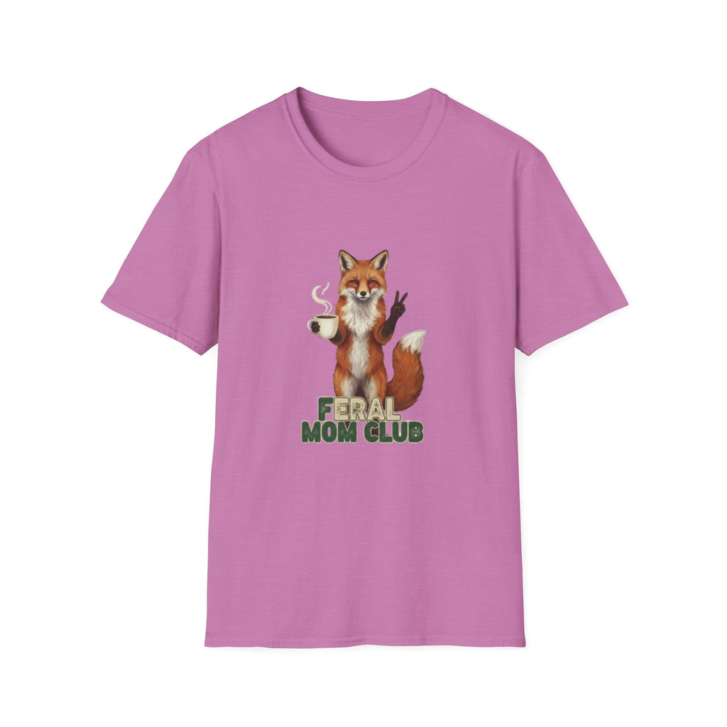 Fox Mom Club T‑Shirt — Cute Coffee‑Holding Fox Giving Peace Sign