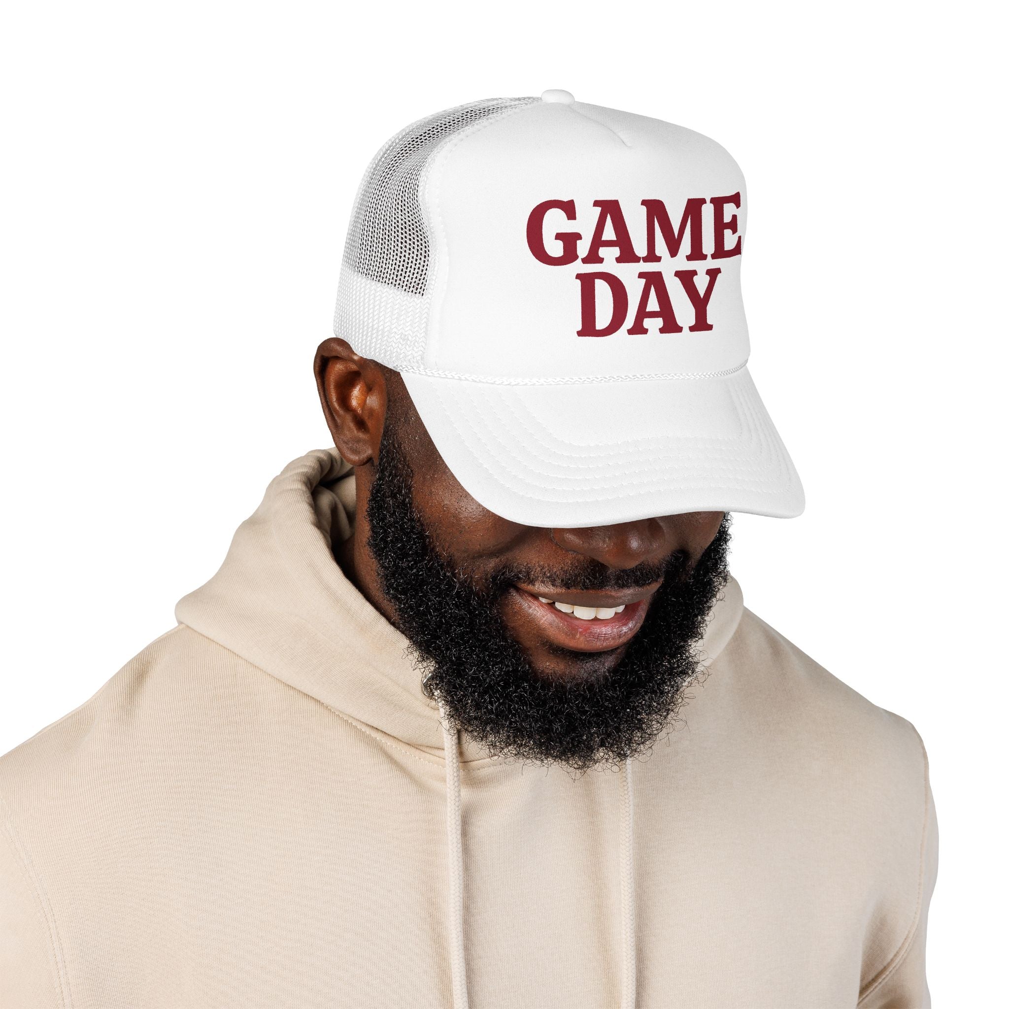White and Crimson Game Day Trucker Hat