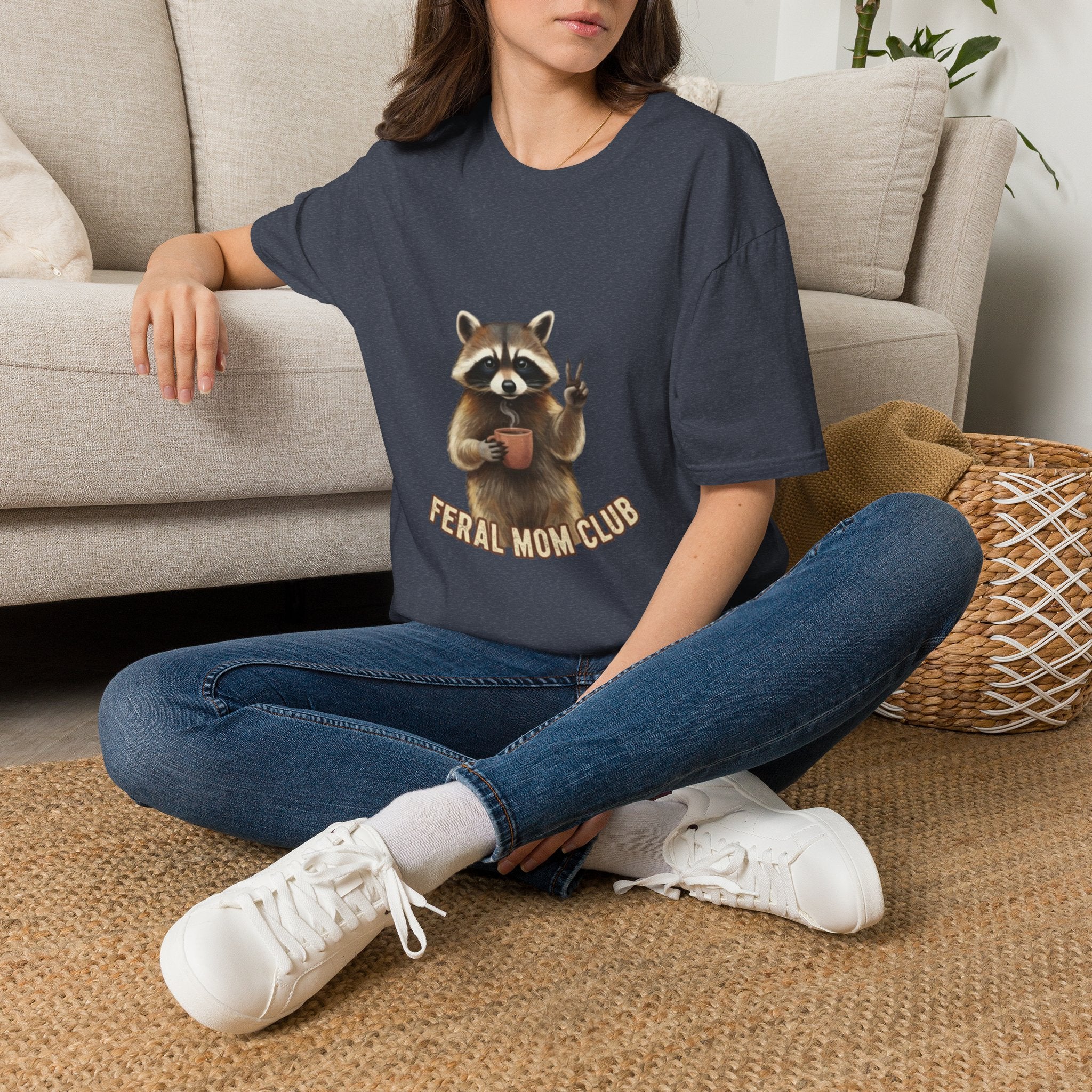 Raccoon Mom Club T‑Shirt — Cute Peace Sign Mama Graphic Tee