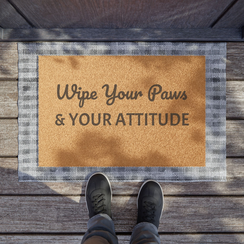 Doormat — "Wipe Your Paws & Your Attitude" Funny Pet Lover Welcome Mat
