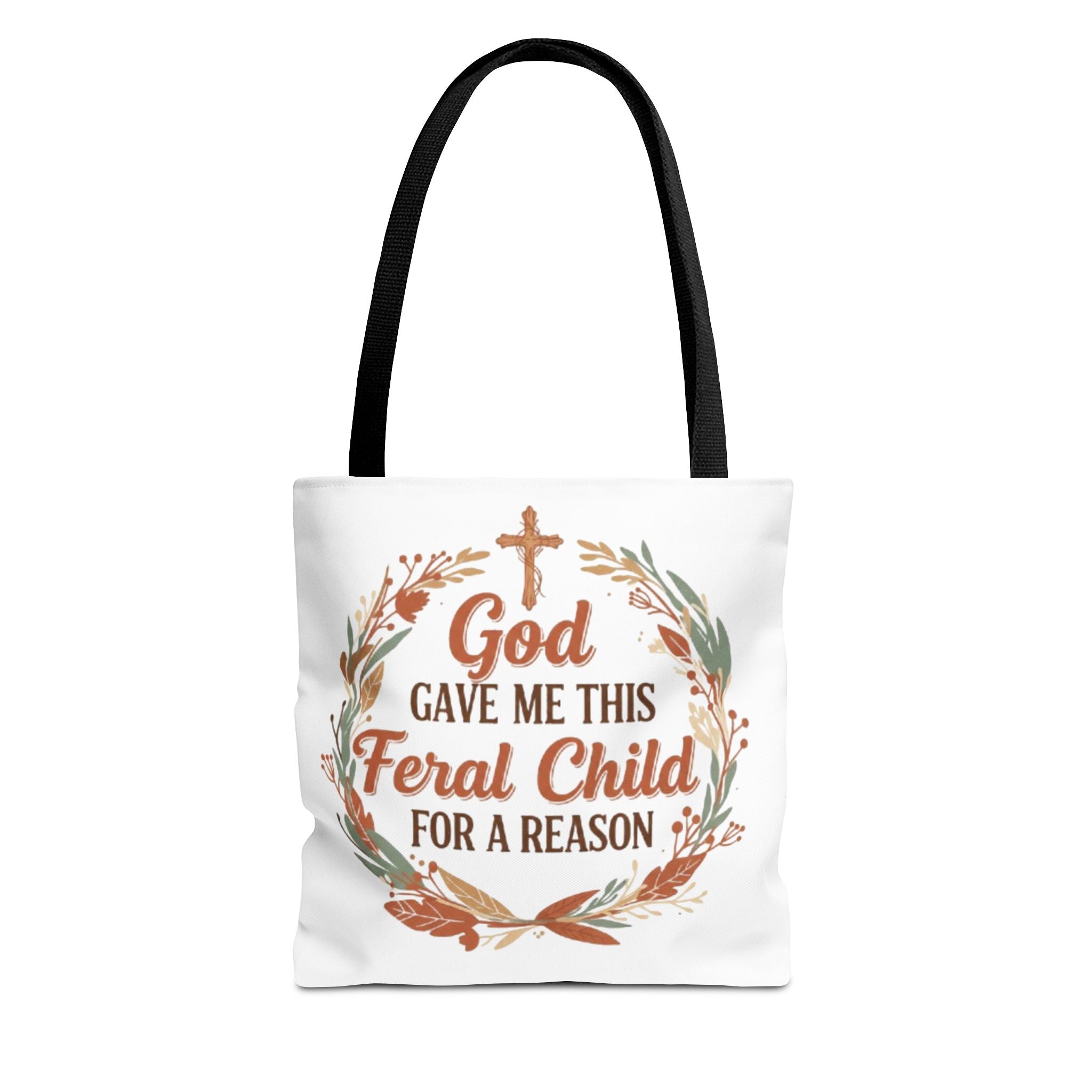 Tote — "God Gave Me This Feral Child for a Reason" Faith Floral Tote Bag