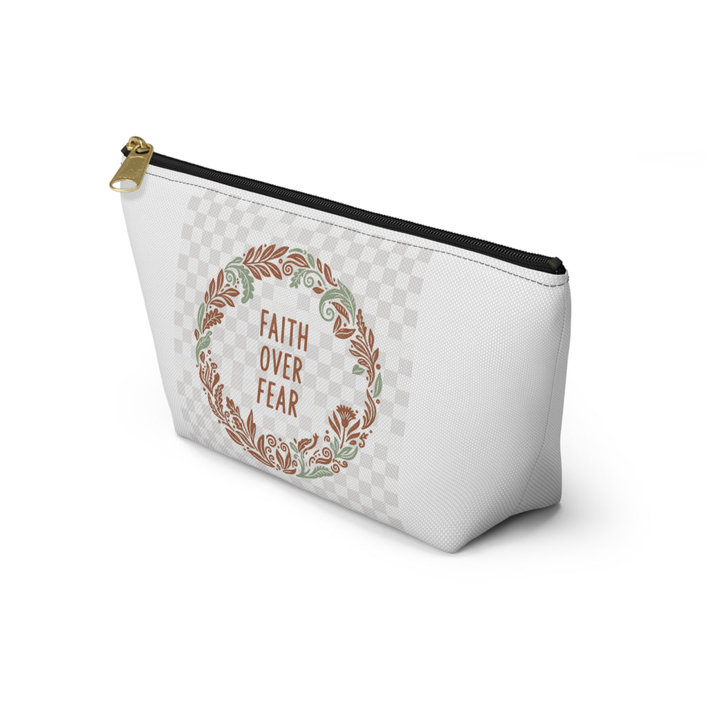 Faith Over Fear Floral Wreath Accessory Pouch