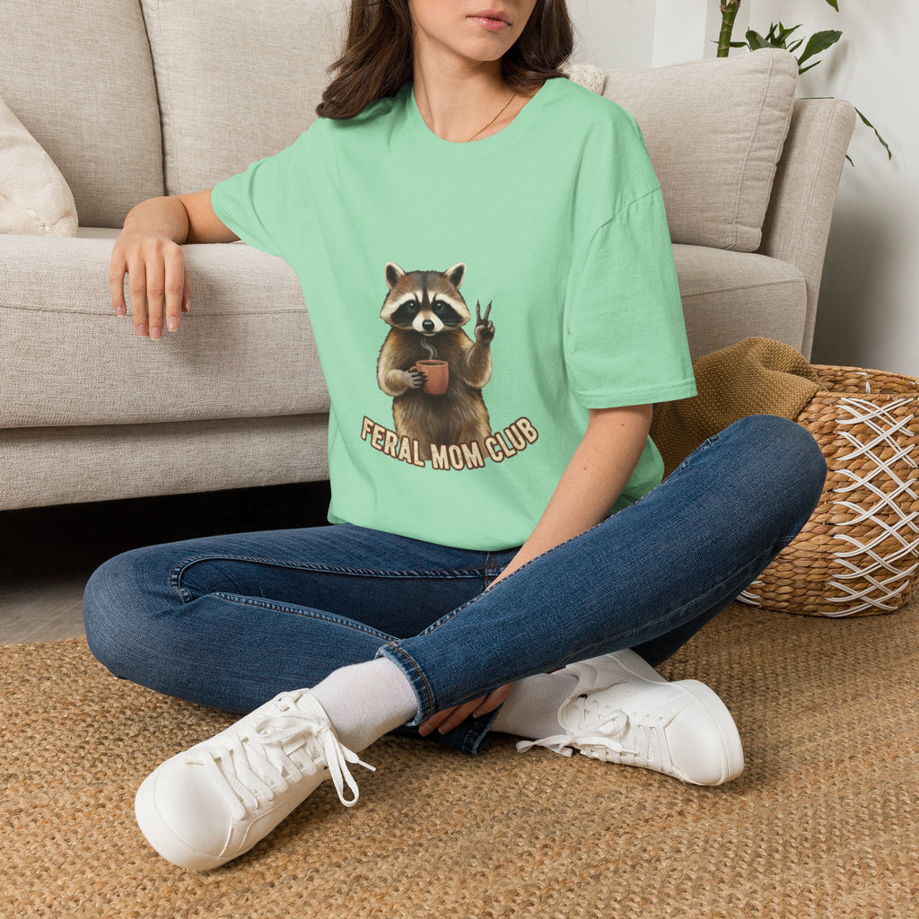 Raccoon Mom Club T‑Shirt — Cute Peace Sign Mama Graphic Tee