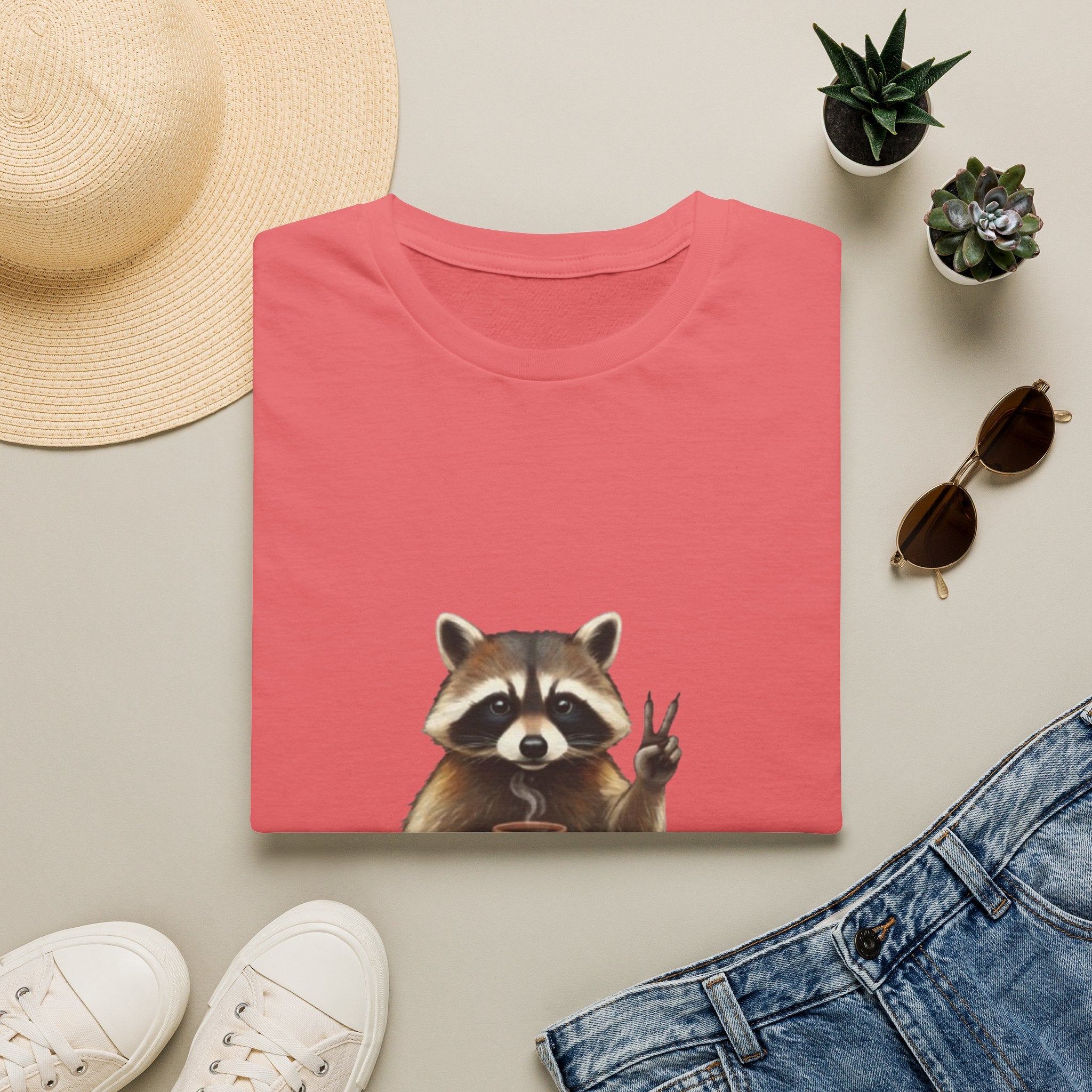Raccoon Mom Club T‑Shirt — Cute Peace Sign Mama Graphic Tee