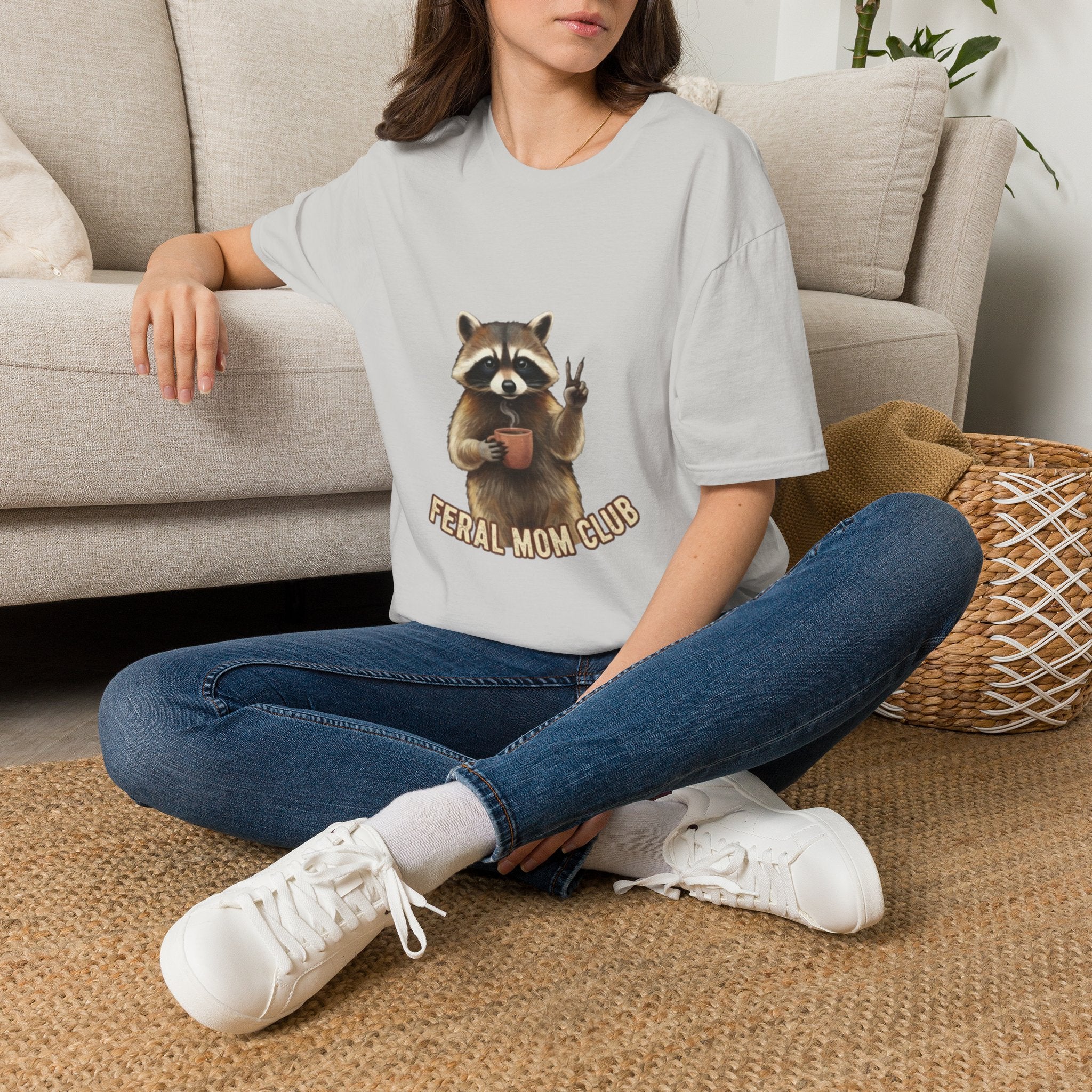 Raccoon Mom Club T‑Shirt — Cute Peace Sign Mama Graphic Tee