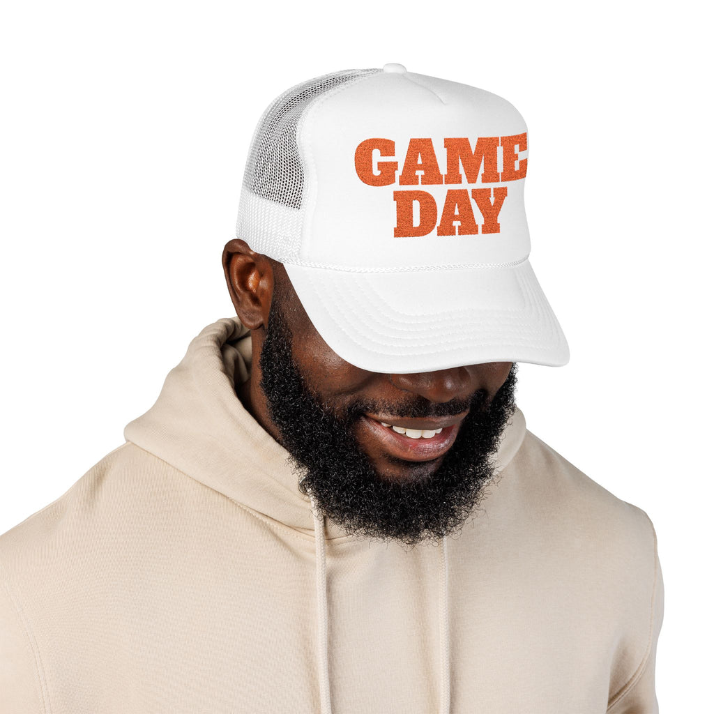 White and Orange Game Day Trucker Hat