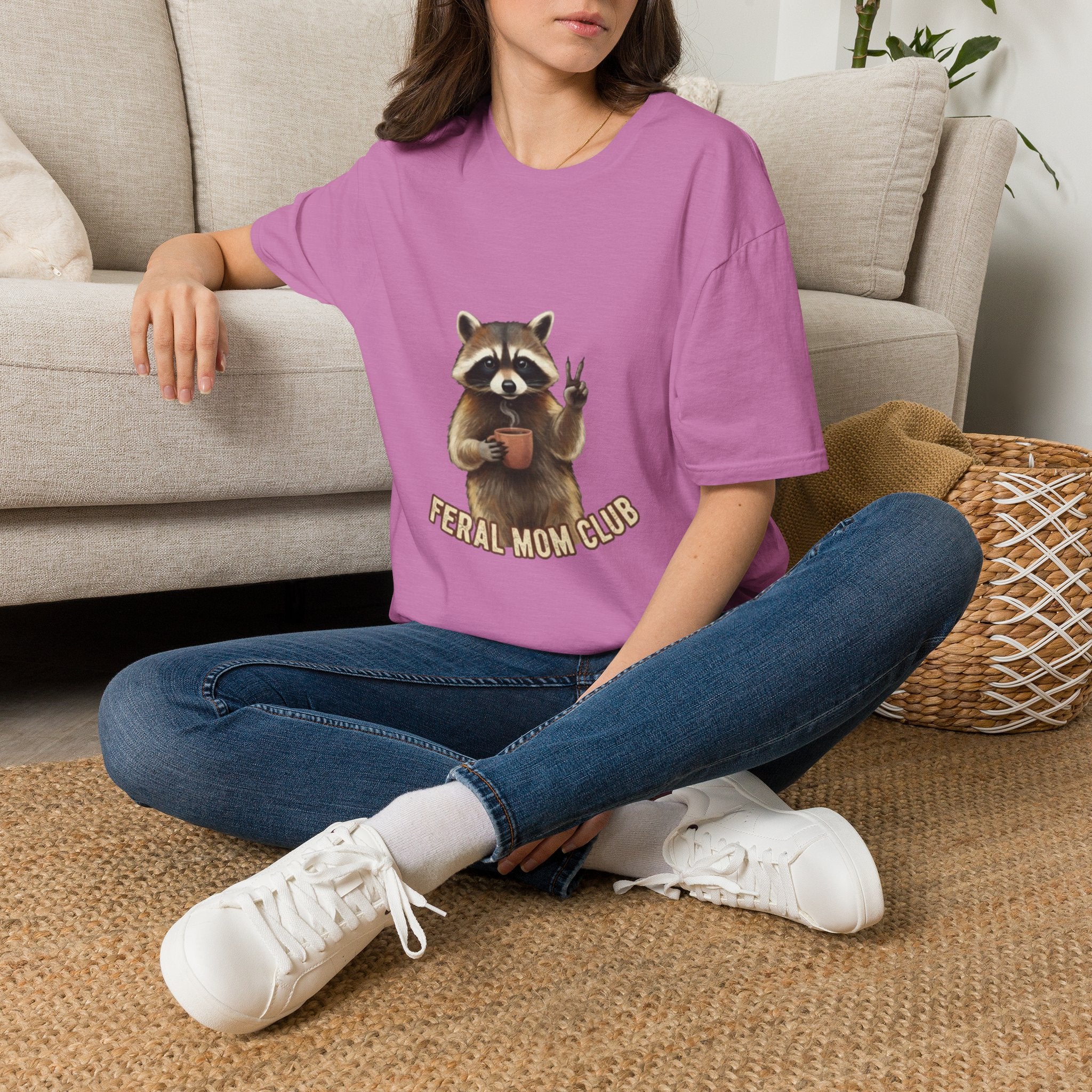 Raccoon Mom Club T‑Shirt — Cute Peace Sign Mama Graphic Tee