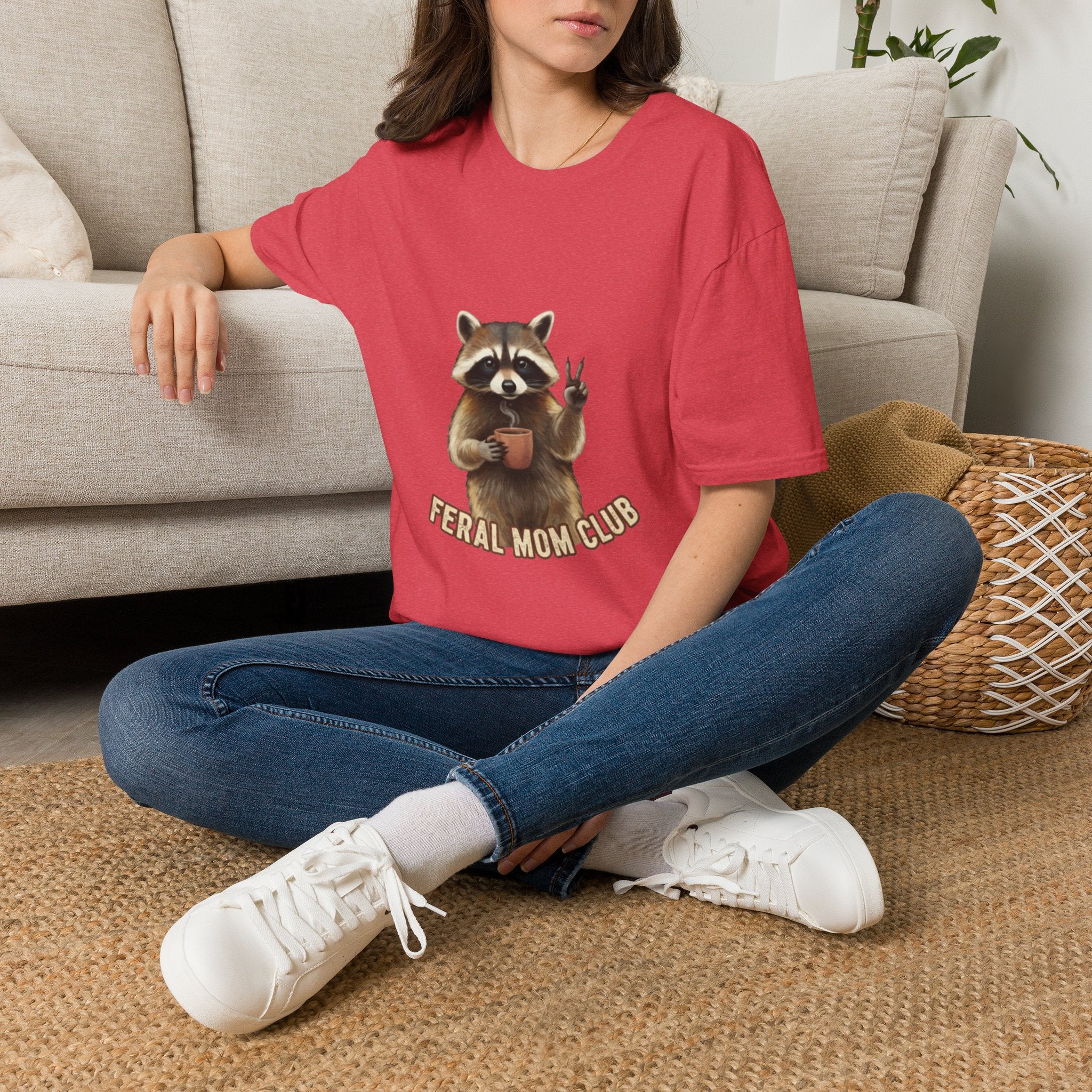 Raccoon Mom Club T‑Shirt — Cute Peace Sign Mama Graphic Tee