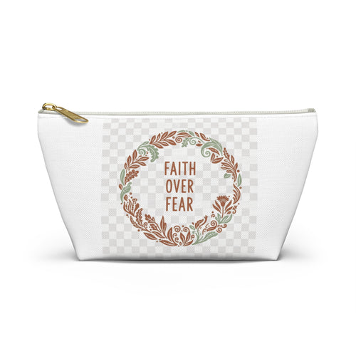 Faith Over Fear Floral Wreath Accessory Pouch