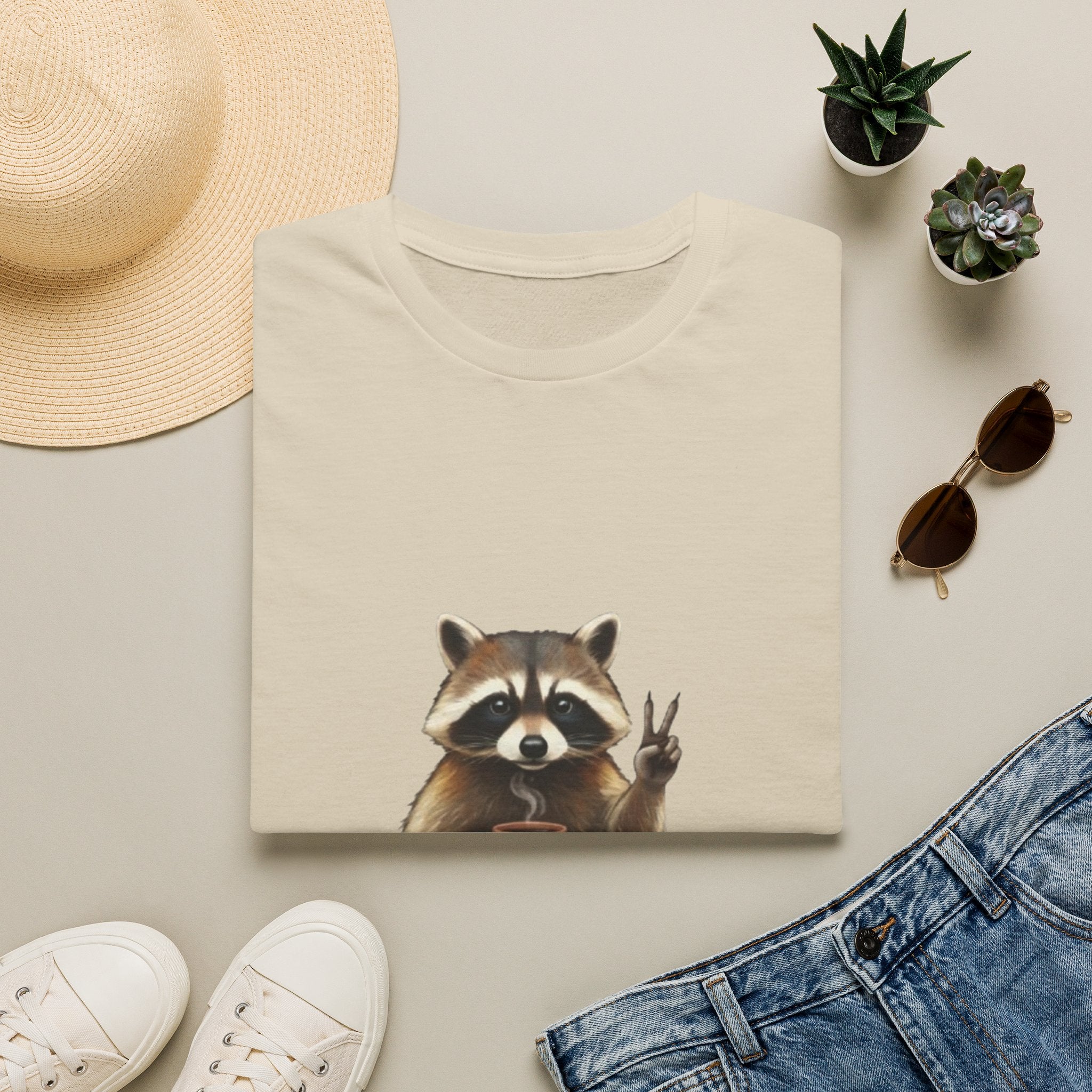 Raccoon Mom Club T‑Shirt — Cute Peace Sign Mama Graphic Tee
