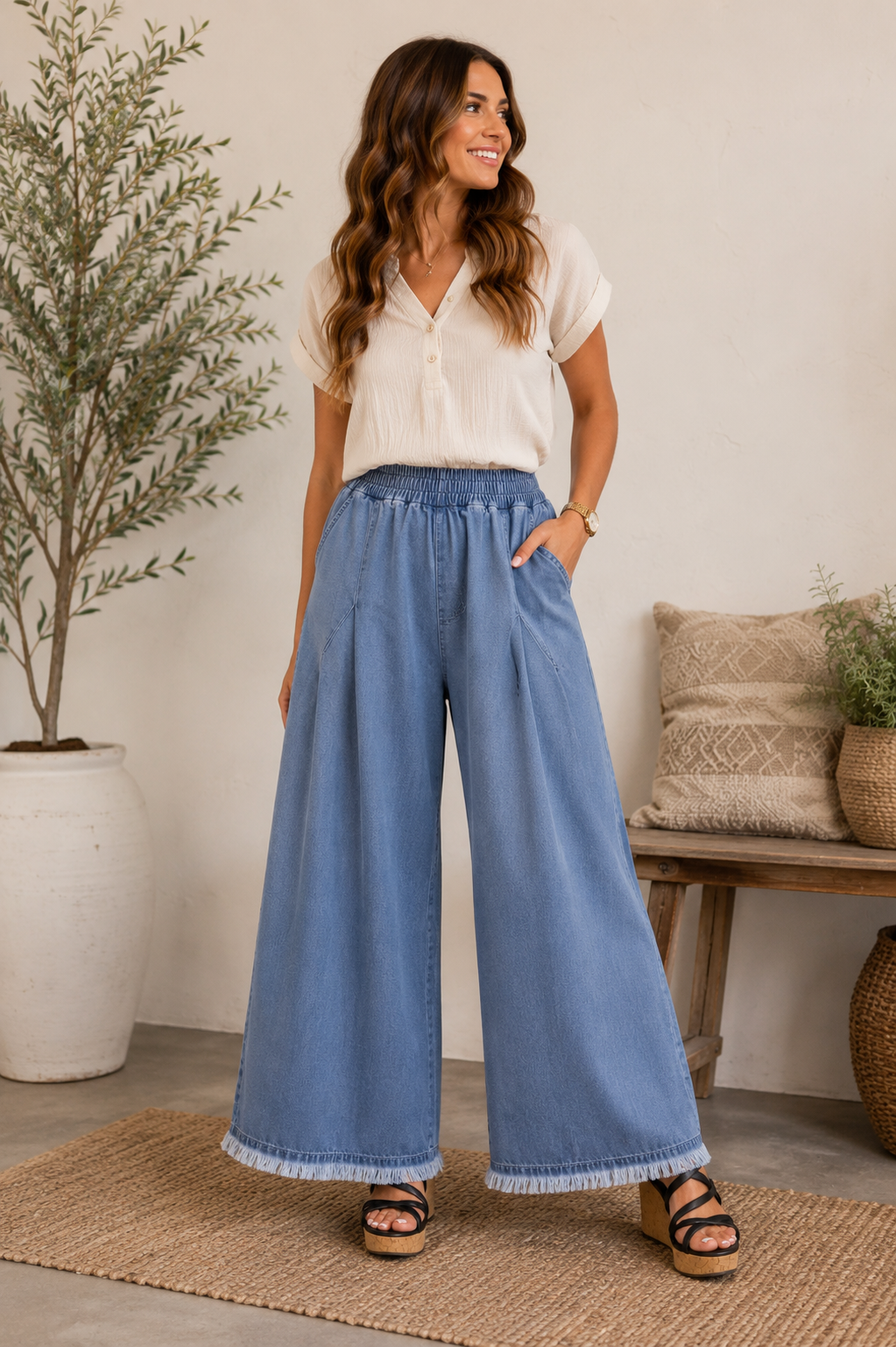 Blue Ridge Wide Leg Denim Pants