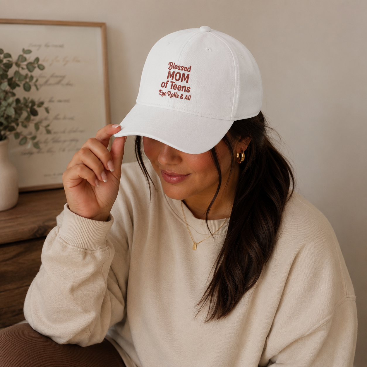 Blessed Mom of Teens Baseball Cap – "Eye Rolls & All" Casual Mom Hat
