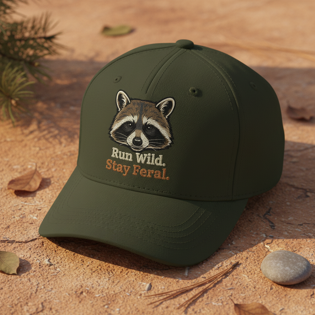 Dark Olive Run Wild Stay Feral Hat